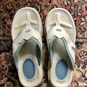 Skechers Y2K Sandals/Flip-Flops White & Blue Sneaker-Style Vintage early 2000's